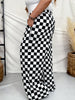 Black & White Checkered Elastic Waist Pants