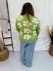 Green Flower Print Sweater