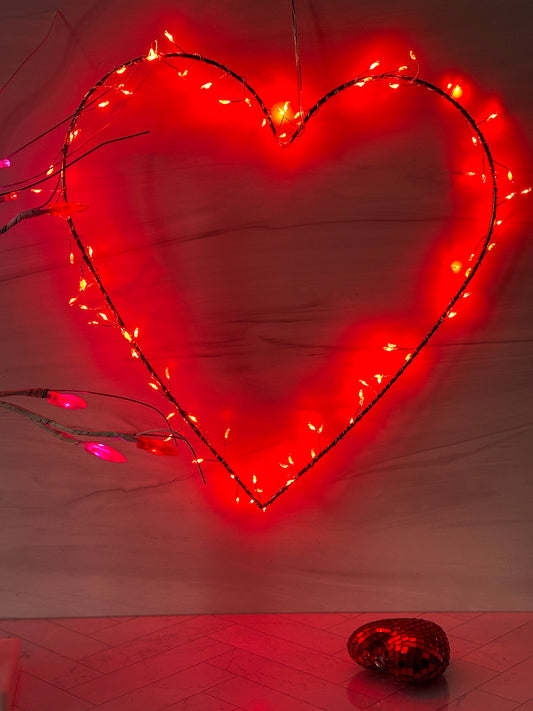 Electric Silver Iron Light Up Hanging Heart