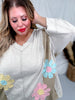 Flower Patch Mineral Washed 3/4 Sleeve Top
