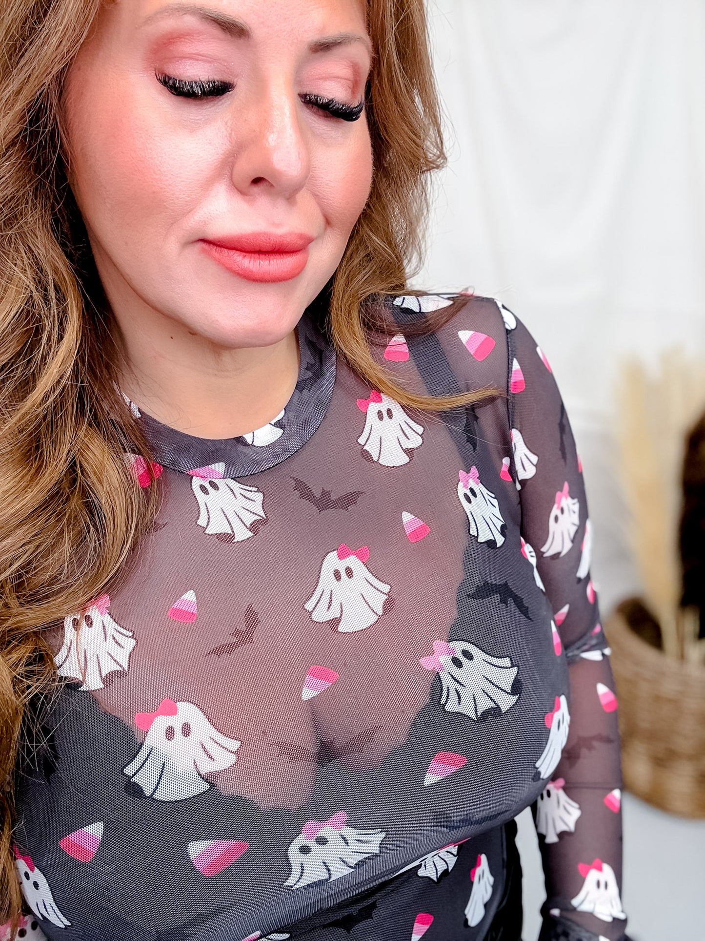 Ghostly Girls Long Sleeve Mesh Top