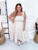 Tan Striped Tiered Maxi Dress with Ruffle Straps