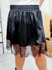"My Lace" Trendy Midnight Black Skirt W/ Lace Detail