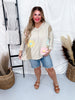 Flower Patch Mineral Washed 3/4 Sleeve Top