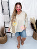 Flower Patch Mineral Washed 3/4 Sleeve Top
