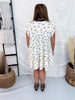 Floral Print Tiered Dress With Ruffle Sleeves & Tied Collar
