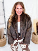 Open Front Brown Faux Fur Jacket