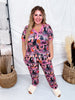 Black Cat Pajama Set With Short Sleeve Top & Joggers