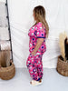 Floral Skulls Pajama Set With Short Sleeve Top & Joggers