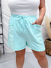 Aqua Blue Acid Washed French Terry Shorts