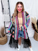 Black Multicolor Crochet Fringe Open Front Cardigan Duster