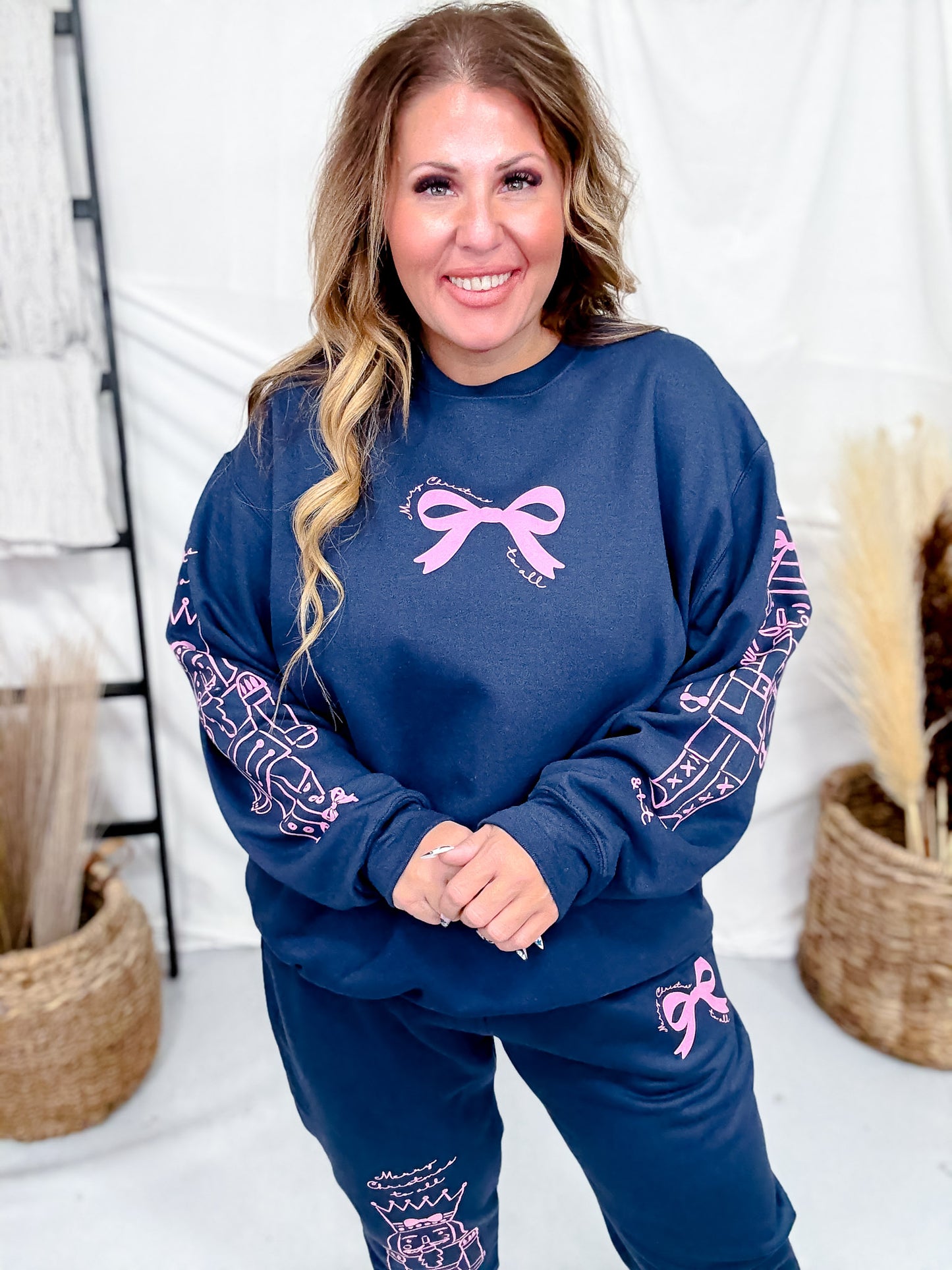 Nutcracker Bows Navy Sweatshirt