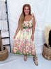 Spring Garden Flutter Sleeve Midi Dress