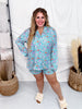 Aqua Skeleton Long Sleeve Shirt And Shorts Pajama Set