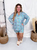 Aqua Skeleton Long Sleeve Shirt And Shorts Pajama Set