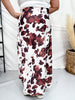 White & Brown Cow Print Satin Maxi Skirt