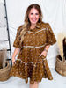 Western Print Mini Dress With Puff Sleeves