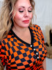 Orange & Black Check Short Sleeve Top & Jogger Bottom Loungewear Set