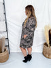 Black Paisley Print Long Sleeve A-Line Dress