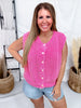 Washed Cable Knit Textured Front Button Sleeveless Cardigan
