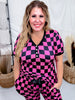 Pink & Black Check Short Sleeve Top & Jogger Bottom Loungewear Set