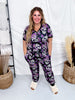 Purple Sugar Skull Short Sleeve Top & Jogger Bottoms PJ Set