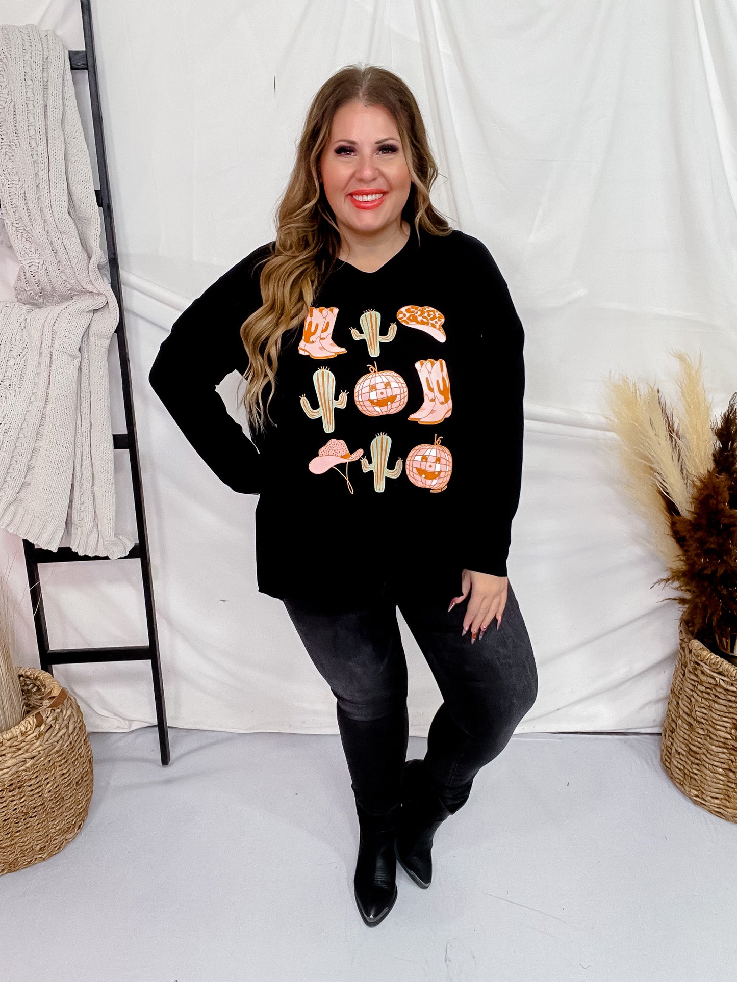 Disco Cowboy Pumpkin Graphic Top