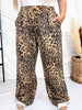Leopard Print Cargo Pants With Adjustable Hems