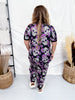 Purple Sugar Skull Short Sleeve Top & Jogger Bottoms PJ Set