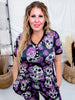 Purple Sugar Skull Short Sleeve Top & Jogger Bottoms PJ Set