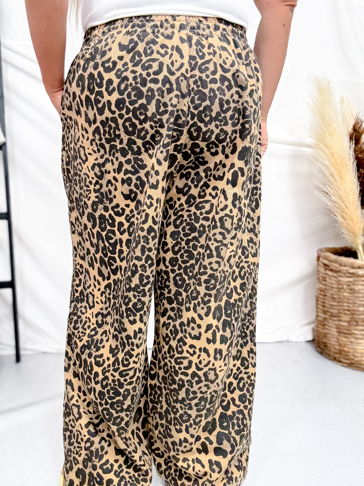 Leopard Print Cargo Pants With Adjustable Hems