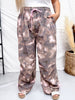 Pink Camo Print Cargo Pants With Adjustable Hems
