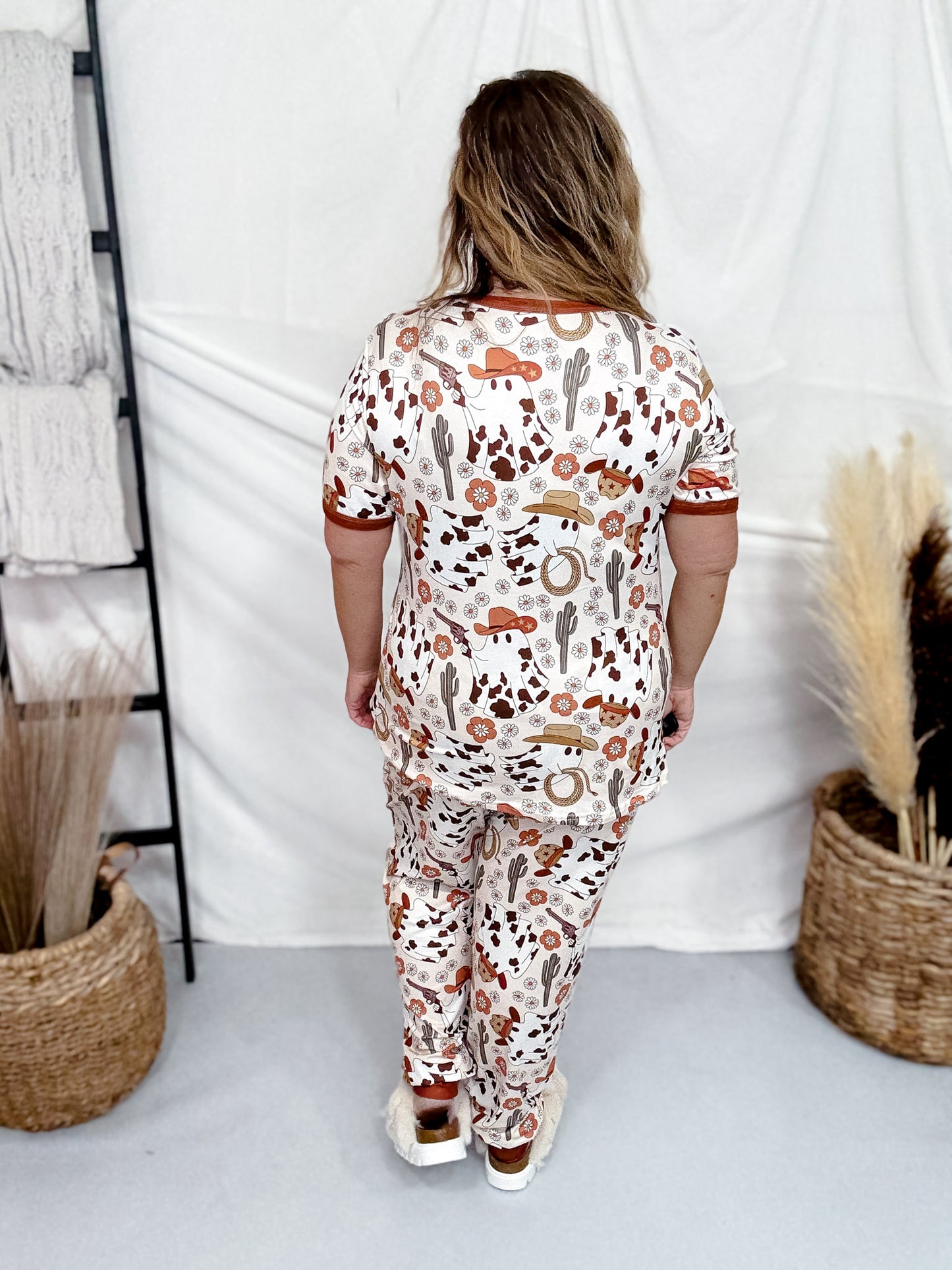 Western Ghost Short Sleeve Top & Jogger Bottom Loungewear Set