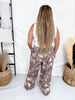 Pink Camo Print Cargo Pants With Adjustable Hems