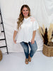White & Coral Mineral Washed Star Patch Short Sleeve Top