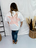 White & Coral Mineral Washed Star Patch Short Sleeve Top