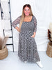 Black And Taupe Checkered Mesh Maxi Dress