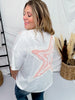 White & Coral Mineral Washed Star Patch Short Sleeve Top