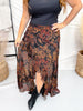 Floral Maxi Skirt W/ Reverse Seam Details