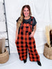 Orange & Black Plaid Flannel Wide Leg Overalls FINAL SALE