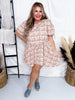 Peachy Pink Floral Fit and Flare Dress