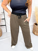 Mocha & Black Striped Wide Leg Lounge Pants
