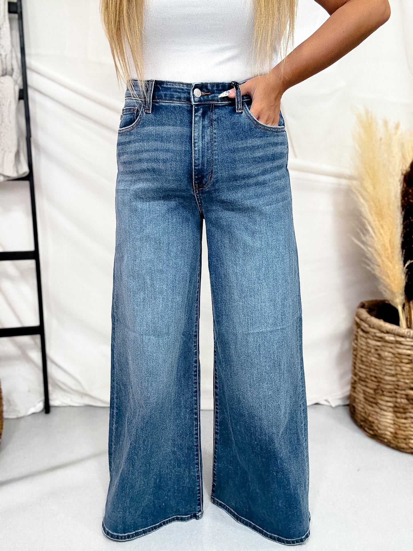 Judy Blue High Waist Dark Wash Palazzo Jeans