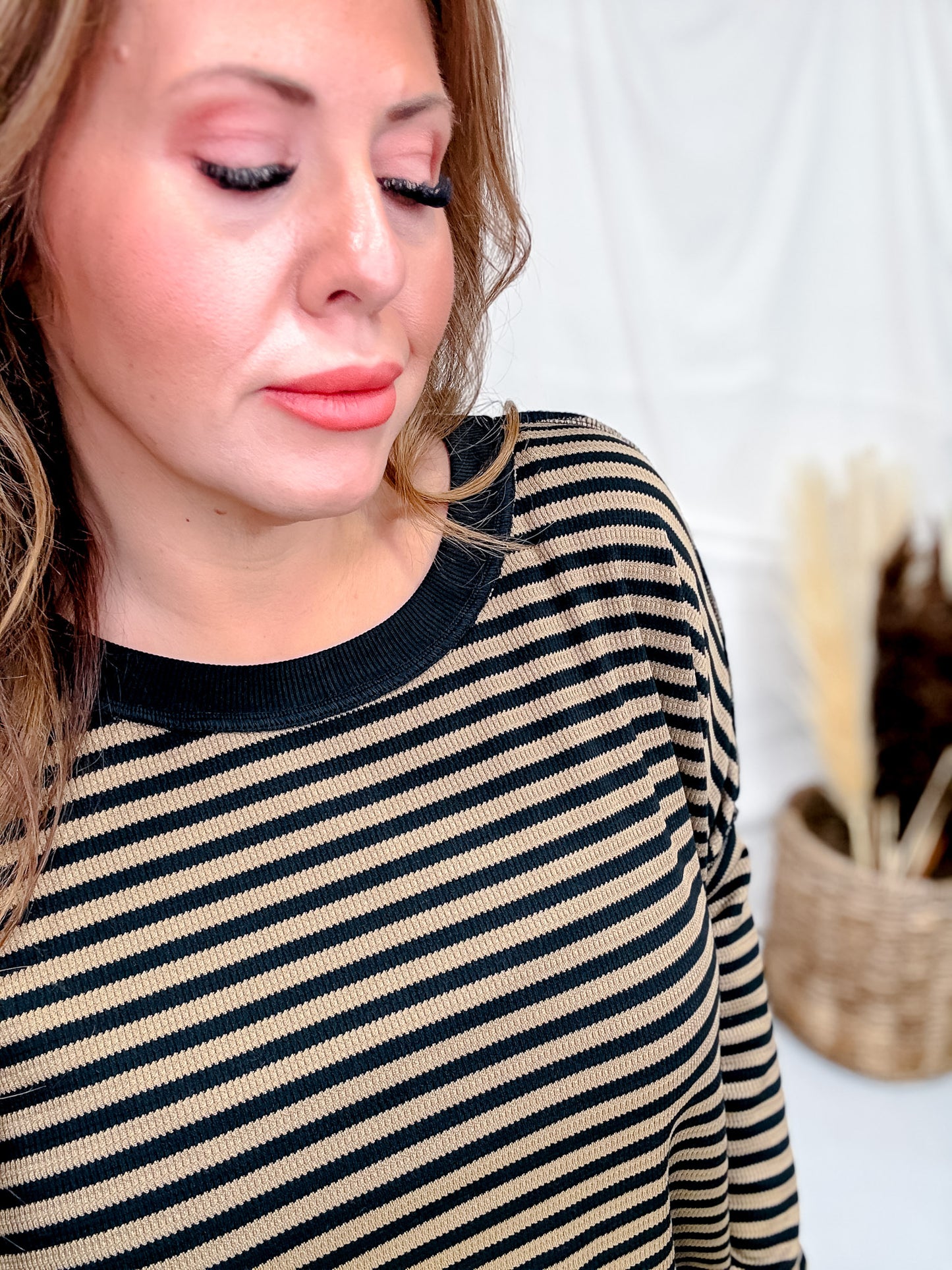 Mocha & Black Striped Long Sleeve Pullover