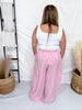 Pink & White Striped Wide Leg Lounge Pants