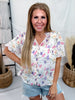 Pink & Purple Floral Puff Sleeve Chiffon Top