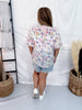 Pink & Purple Floral Puff Sleeve Chiffon Top