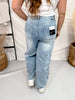 Saige Denim Barrel Leg Jeans With Eyelet Embroidery