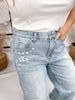 Saige Denim Barrel Leg Jeans With Eyelet Embroidery