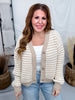 Oatmeal & Ivory Striped Knit Button Front Cardigan